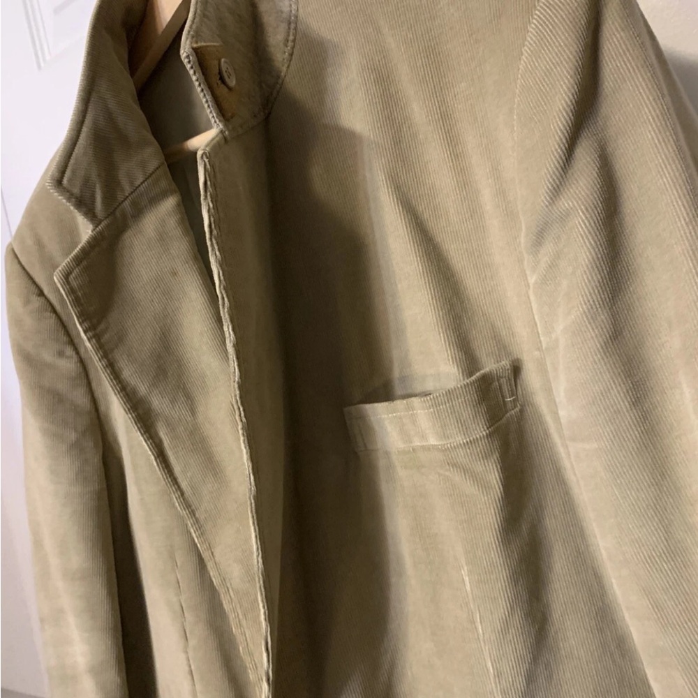 Vtg Cambridge Classics Mens 44R Corduroy Suit Coat Jacket Blazer Elbow Patch Tan